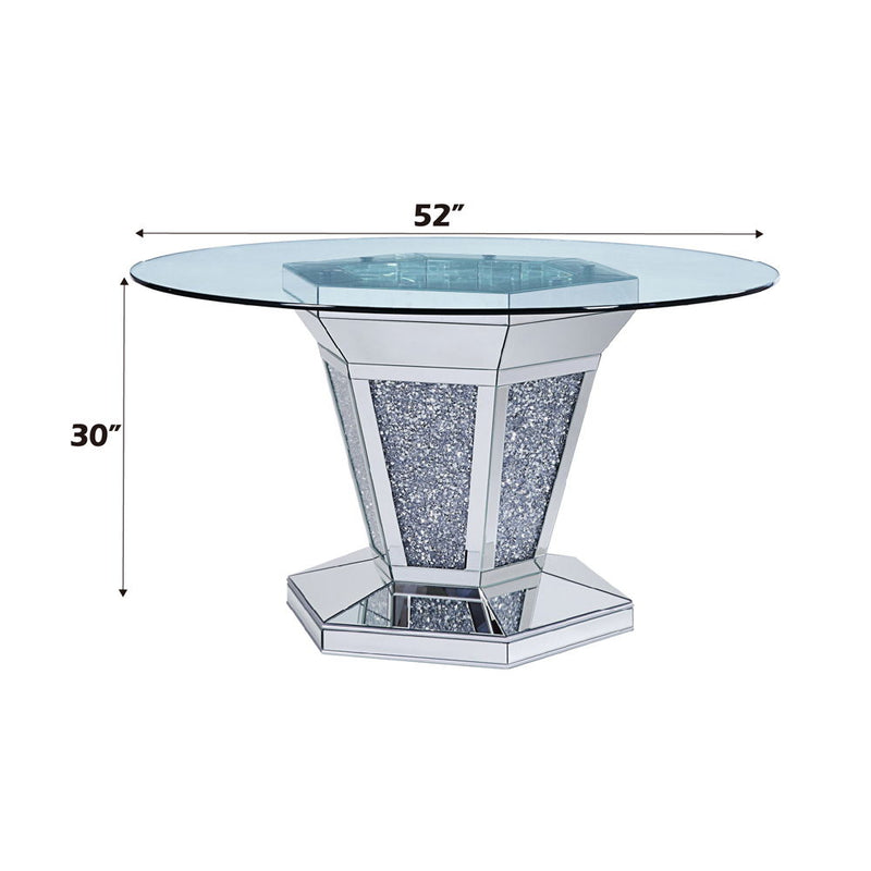Noralie - Dining Table - Mirrored, Faux Diamonds & Clear Glass Top - R&R Furniture Gallery (Fountain Valley, CA)