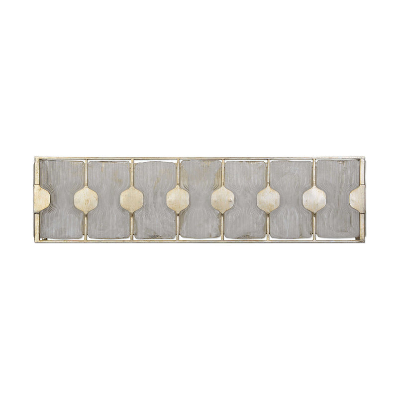 Uttermost Rene 4-light swirl glass vanity sconces in pearl silver with elegant glass swirl design and brushed metal finish.