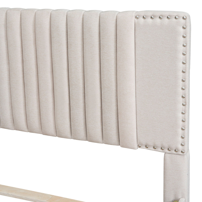 Upholstered Platform Bed With Drawers, Classic Headboard Design - R&R Furniture Gallery (Fountain Valley, CA)