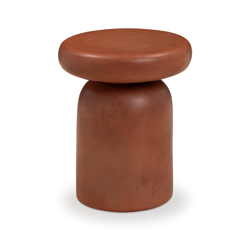 TOV Furniture Lydia side table with a sleek, modern design featuring a round top and minimalist metal legs.
