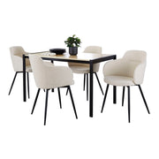 Lumi Source Fuji Boyne 5-piece contemporary dining set with black, natural, and cream finishes, including table and four chairs.