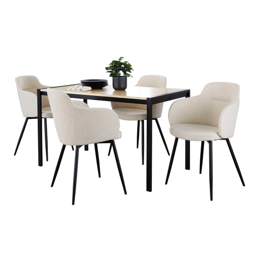 Lumi Source Fuji Boyne 5-piece contemporary dining set with black, natural, and cream finishes, including table and four chairs.