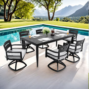 Modern Outdoor Patio Dining Set With Table And Chairs With Sunbrella Cushions - R&R Furniture Gallery (Fountain Valley, CA)