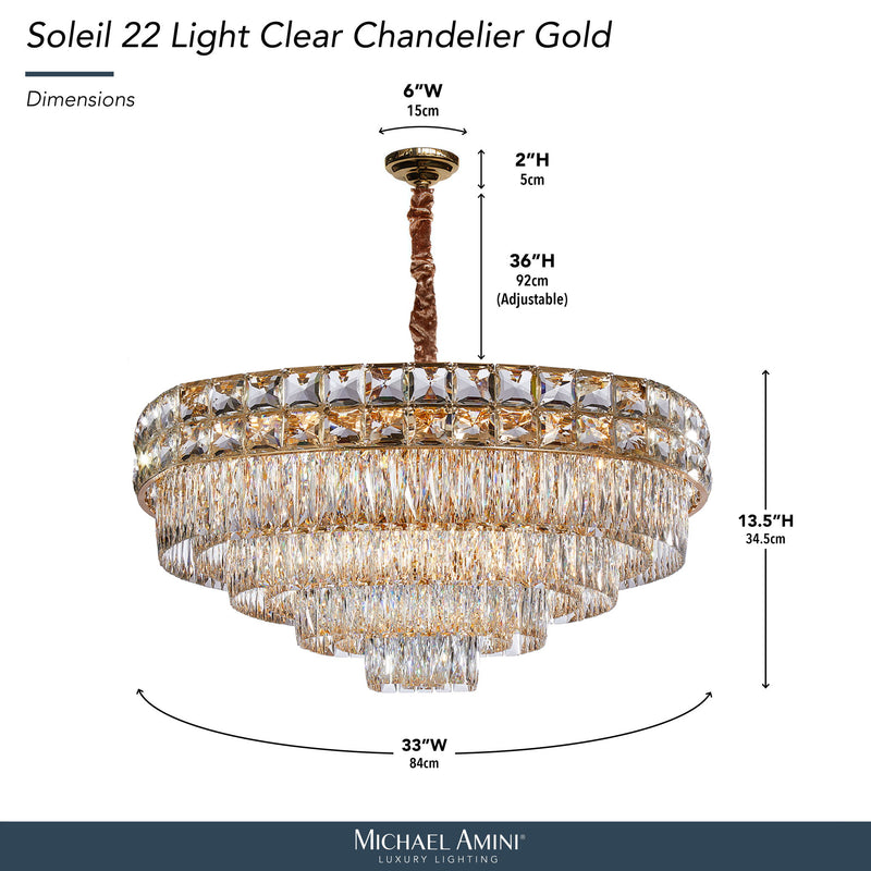 Michael Amini Lighting - Soleil 22-Light Crystal Chandelier - Gold