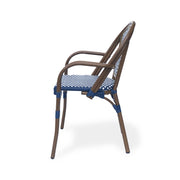 Noble House bistro chair set with two-toned checkered pattern in white and navy, featuring stylish, comfortable seating.