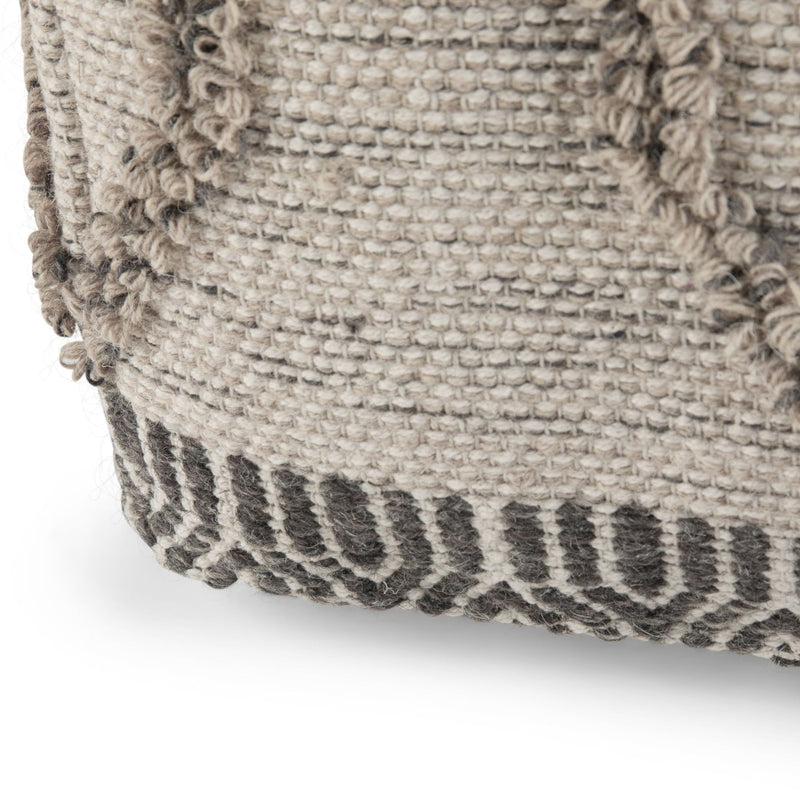 Simpli-Home Sweeney upholstered square pouf, accent furniture piece with soft fabric and cushioned top for versatile seating or decor.