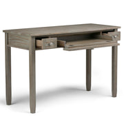 Handcrafted Warm Shaker desk by Simpli-Home, featuring a smooth wooden surface and classic design for writing and workspace.