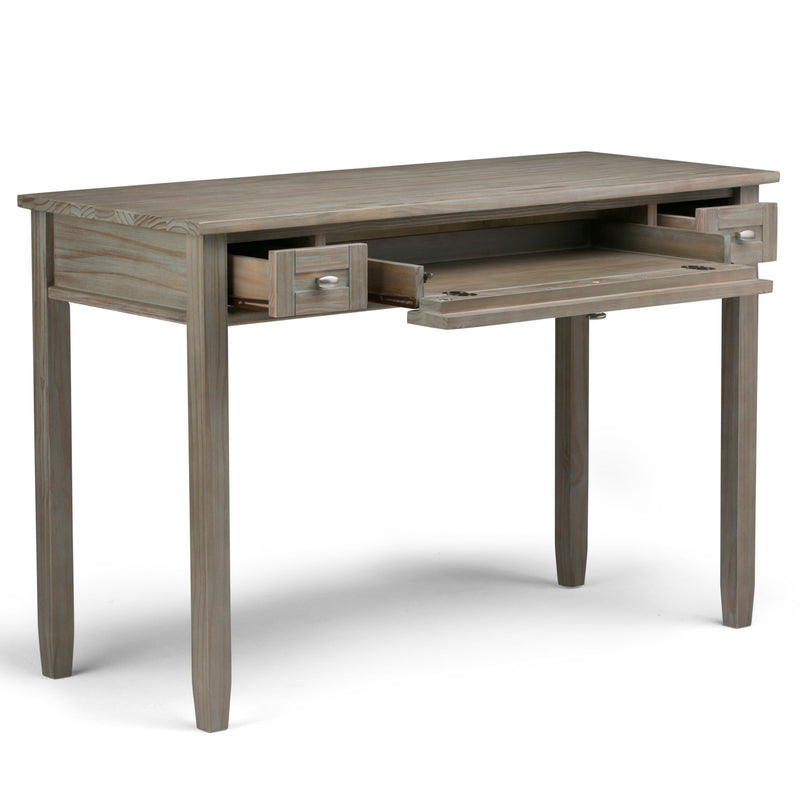 Handcrafted Warm Shaker desk by Simpli-Home, featuring a smooth wooden surface and classic design for writing and workspace.