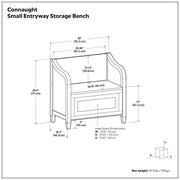 Simpli-Home Connaught storage bench with cushioned top and wooden legs, ideal for entryways or living room storage.