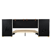 Upholstered Platform Bed, 2 Outlets And USB Charging Ports On Both Sides, 2 Bedside Pillows, Storage Shelves - R&R Furniture Gallery (Fountain Valley, CA)