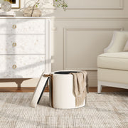Brandy - Round Upholstered Storage Ottoman With Accent - R&R Furniture Gallery (Fountain Valley, CA)