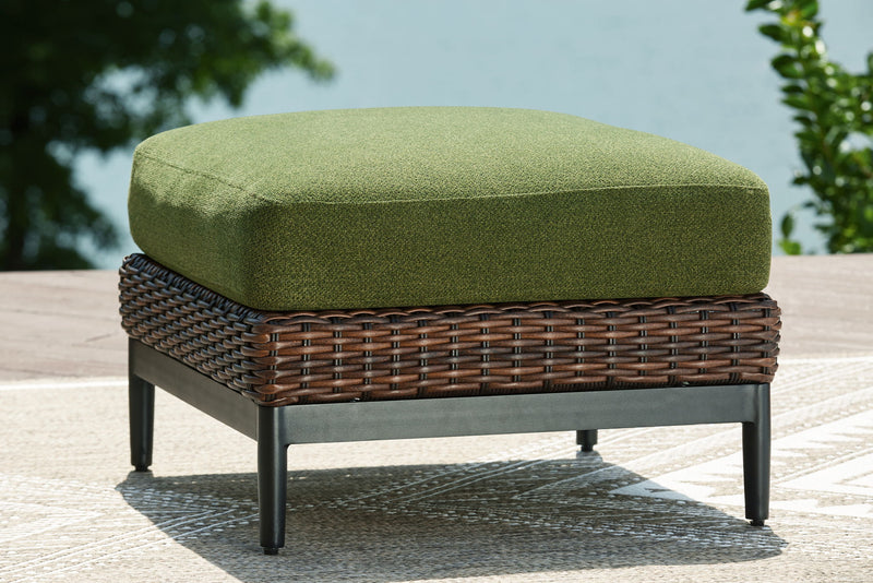 Horizon Hall - Ottoman With Cushion - Brown / Green - R&R Furniture Gallery (Fountain Valley, CA)