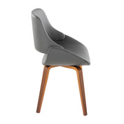 Set of two Lumi Source Fabrico mid-century modern dining chairs with wooden legs and upholstered seats, stylish and comfortable.