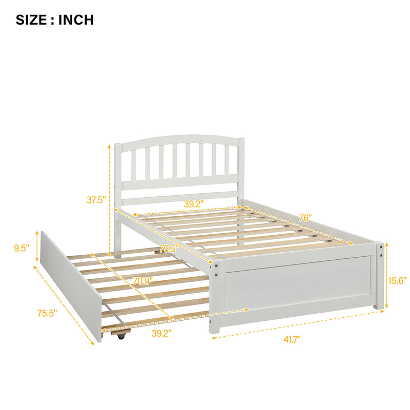 Platform Bed Wood Bed Frame With Trundle - R&R Furniture Gallery (Fountain Valley, CA)