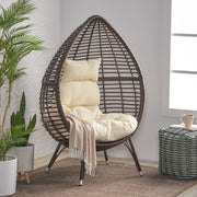 Cutter Teardrop Patio Chair With Water Resistant Cushion - Multi / Brown / Beige - R&R Furniture Gallery (Fountain Valley, CA)