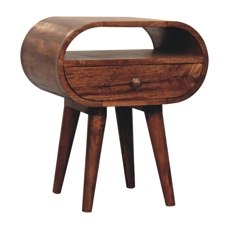 Circular Bedside Table With Open Slot - Caramel - R&R Furniture Gallery (Fountain Valley, CA)