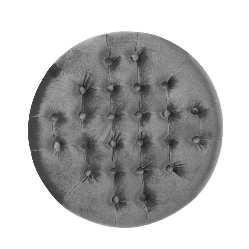 Elegant Round Ottoman Footstool With Studded Rim - R&R Furniture Gallery (Fountain Valley, CA)