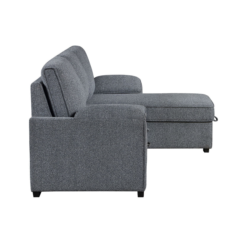 Rebecca - Sofa With Pull Out Bed, Storage Chaise, USB And Cup Holders - Dark Gray - R&R Furniture Gallery (Fountain Valley, CA)