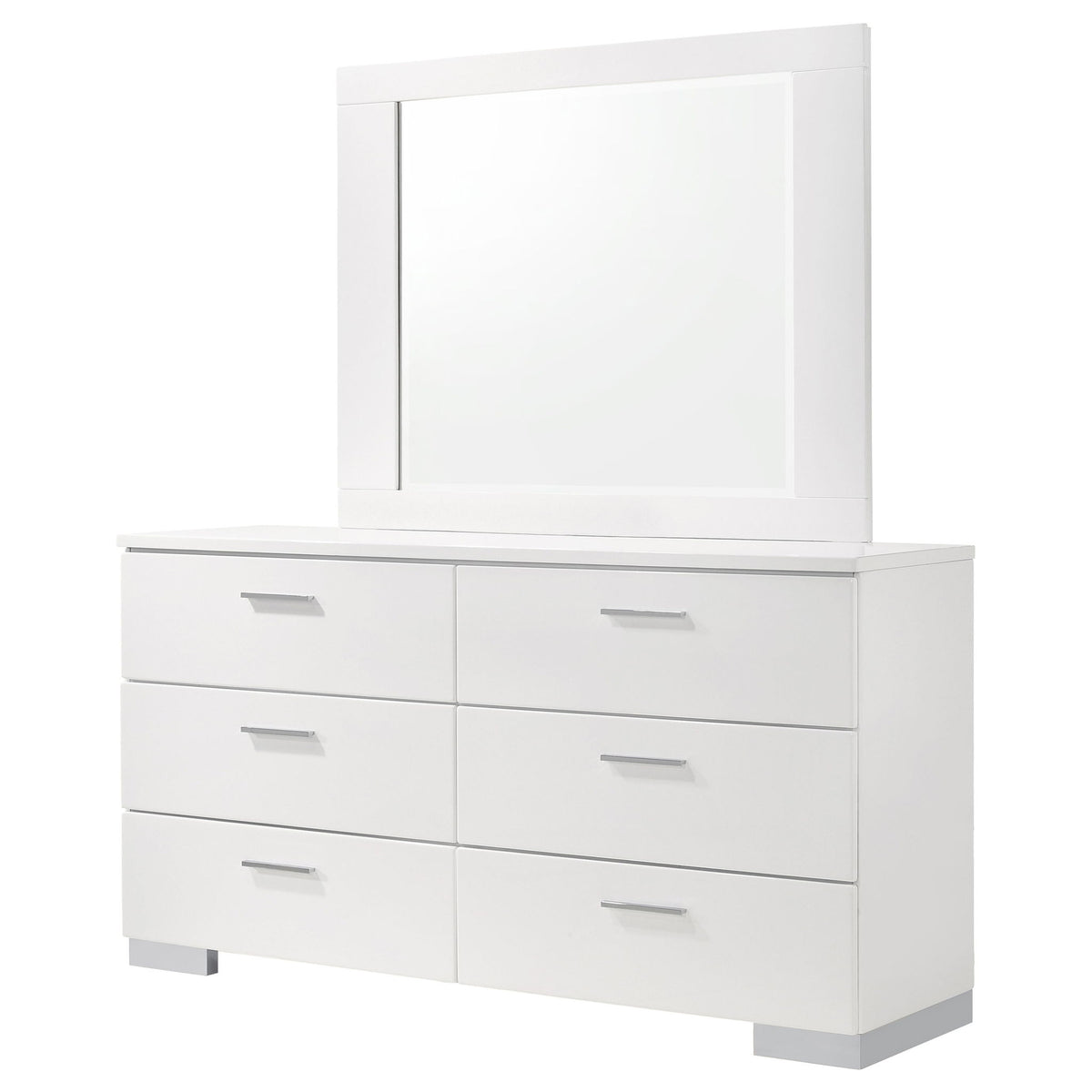 Dulcey - 6 Drawer Dresser With Mirror - Gloss White