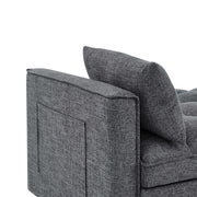Sienna - Tufted Convertible Sleeper Sofa With Chaise - Gray - R&R Furniture Gallery (Fountain Valley, CA)