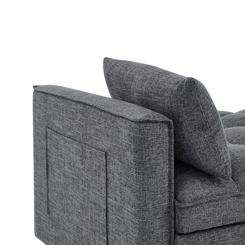 Sienna - Tufted Convertible Sleeper Sofa With Chaise - Gray - R&R Furniture Gallery (Fountain Valley, CA)