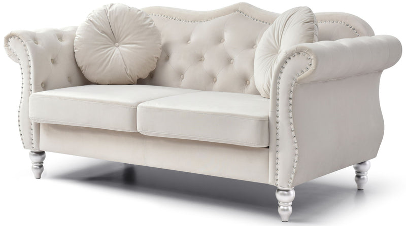 Glory Furniture stylish flared arm loveseat with plush cushions and modern design, perfect for cozy living room seating.