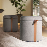 Brandy - Round Upholstered Storage Ottoman With Accent - R&R Furniture Gallery (Fountain Valley, CA)