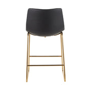 Set of two Lumi Source Duke contemporary counter stools with wooden legs and cushioned seats, ideal for modern kitchen or bar area.