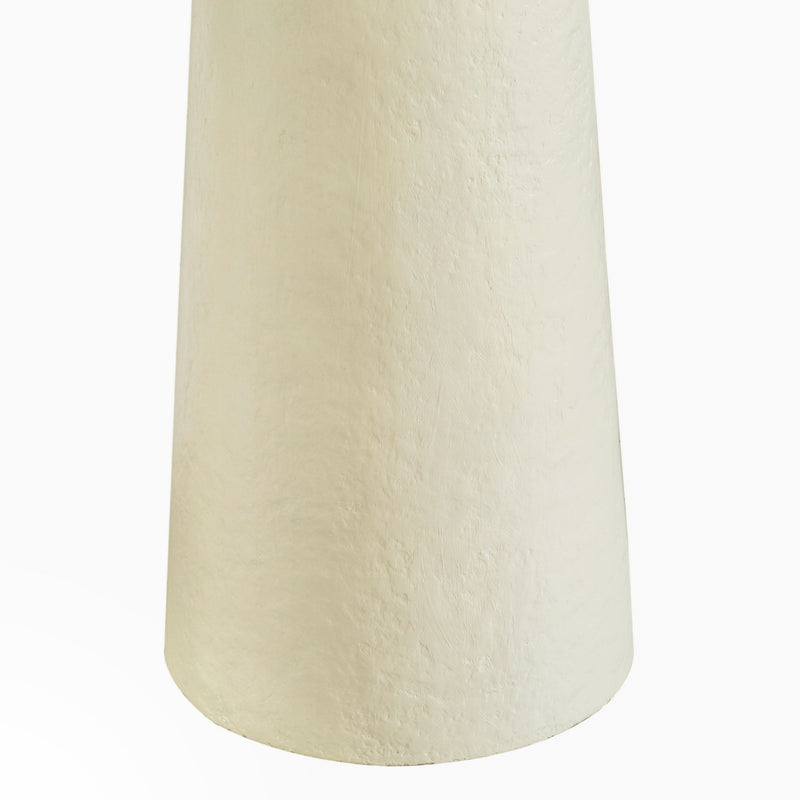 Cream Yala Papier Mache Floor Lamp by TOV Furniture with sculptural, textured design standing on a round base.