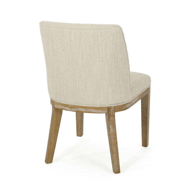 Set of two Noble House modern dining chairs with durable fabric upholstery and sturdy wooden frames