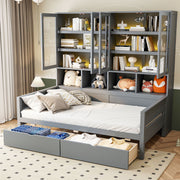 Daybed With Glass Door Storage Cabinets, Built In LED Lighting And Shelves - R&R Furniture Gallery (Fountain Valley, CA)