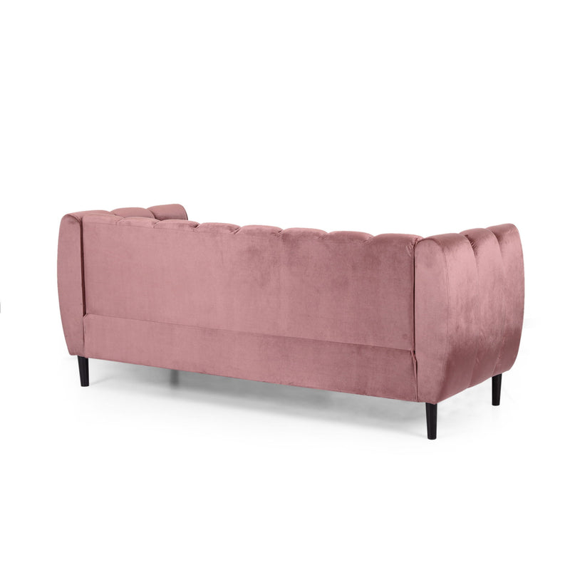 Noble House Miranda Modern Glam 3 Seater Sofa with sleek design and plush cushions, perfect for contemporary living rooms.
