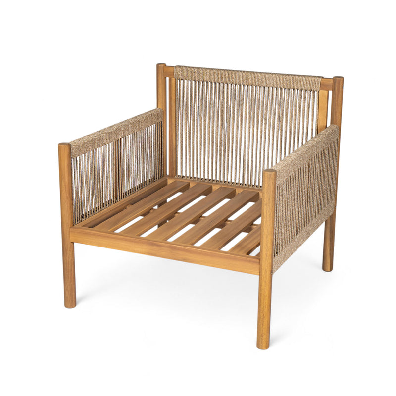 Modern Outdoor Woven Lounge Chair With Solid Wood Frame - Teak - R&R Furniture Gallery (Fountain Valley, CA)