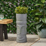 Stone gray Noble House flower planter made of magnesium oxide, featuring a classic design suitable for indoor or outdoor use.