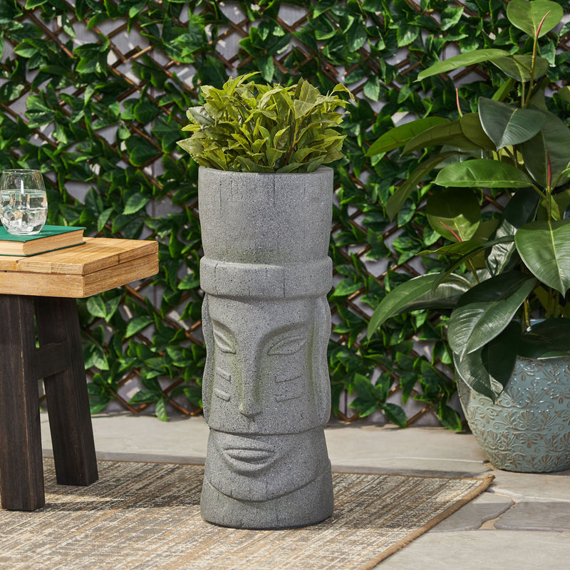 Stone gray Noble House flower planter made of magnesium oxide, featuring a classic design suitable for indoor or outdoor use.