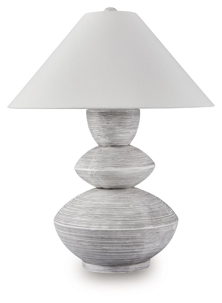 Brickdon - Poly Table Lamp - Distressed White - R&R Furniture Gallery (Fountain Valley, CA)