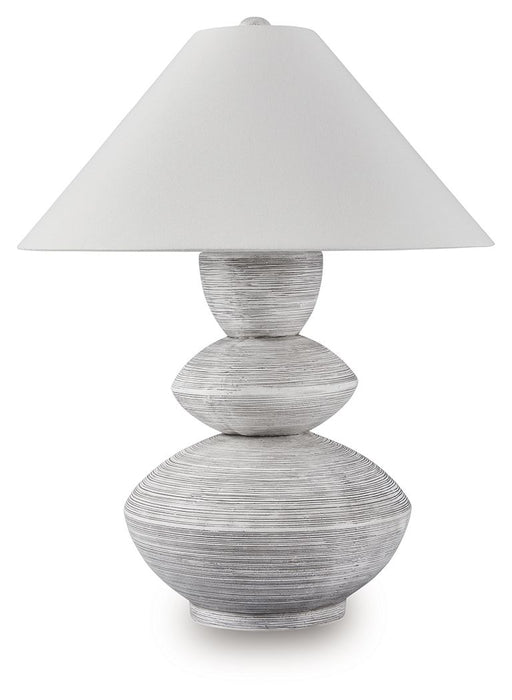 Brickdon - Poly Table Lamp - Distressed White - R&R Furniture Gallery (Fountain Valley, CA)