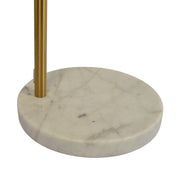 Ambient Arch Floor Lamp by Ashcroft Furniture with large linen shade and gold brass arc design, 84-inch tall for living room lighting.