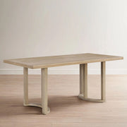 Modern solid wood dining table by Noble House with a sleek design, showcasing a spacious tabletop and sturdy legs.