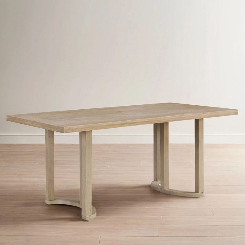 Modern solid wood dining table by Noble House with a sleek design, showcasing a spacious tabletop and sturdy legs.