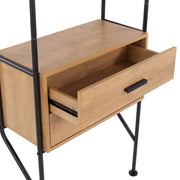 Lumi Source Lean industrial bookcase with black and brown metal and wood shelves, standard design for home or office storage.