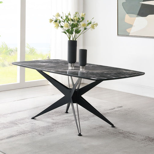 Klaus - Dining Table - Crystal Tempered Glass Top & Black Finish - R&R Furniture Gallery (Fountain Valley, CA)