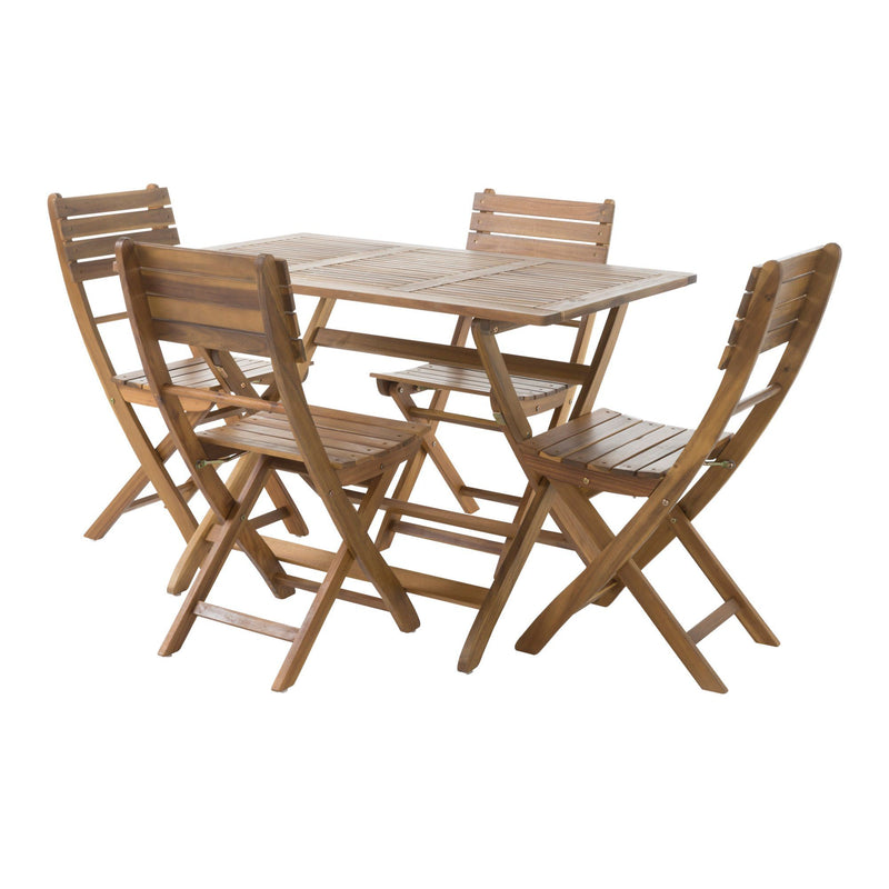 Natural 5 Piece Wood Outdoor Patio Dining Set - Natural Stained - R&R Furniture Gallery (Fountain Valley, CA)