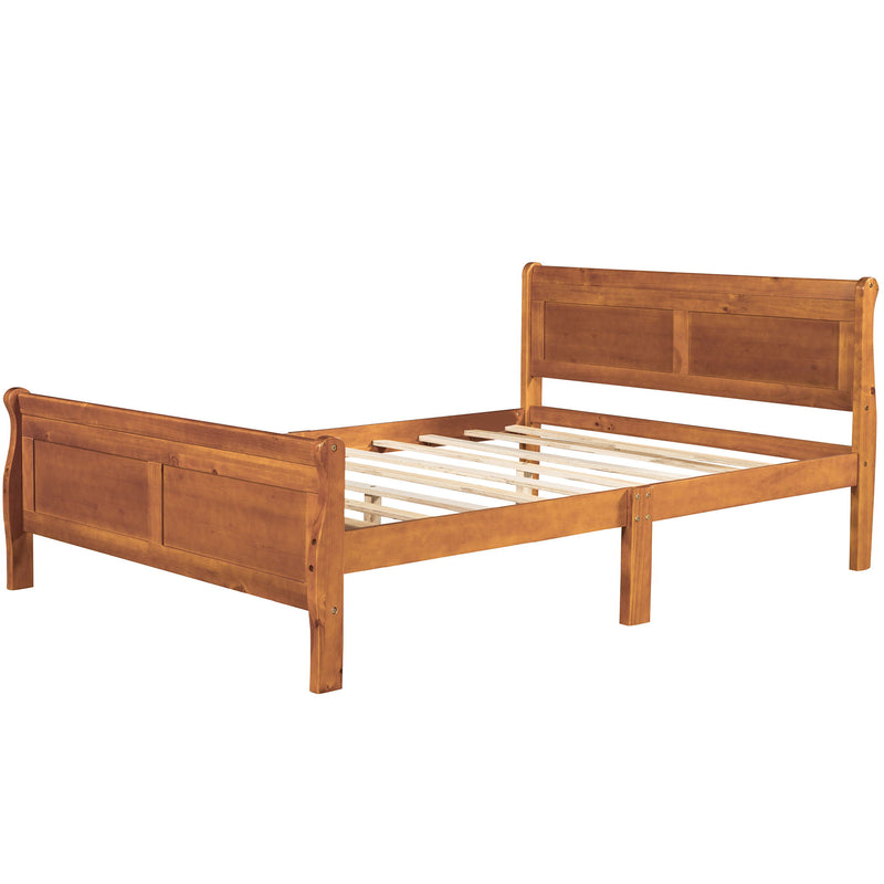 Platform Bed Frame Mattress Foundation Sleigh Bed With Headboard / Footboard / Wood Slat Suppor - R&R Furniture Gallery (Fountain Valley, CA)