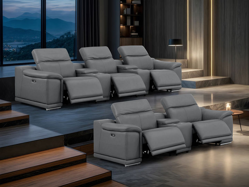 2679 - Power Reclining Sofa And Loveseat In Genuine Leather (5 Recliners With Power Headrests & 3 Consoles) - R&R Furniture Gallery (Fountain Valley, CA)
