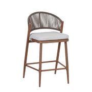 Outdoor 26" Counter Height Metal Frame Counter Stools With Scallop Shaped Backrest & Water Resistant Cushions - R&R Furniture Gallery (Fountain Valley, CA)
