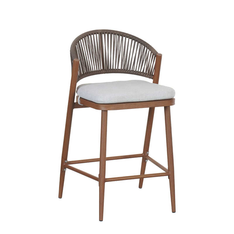 Outdoor 26" Counter Height Metal Frame Counter Stools With Scallop Shaped Backrest & Water Resistant Cushions - R&R Furniture Gallery (Fountain Valley, CA)