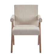 Contemporary Poppy Fabric Dining Armchair With Rubberwood Legs - R&R Furniture Gallery (Fountain Valley, CA)