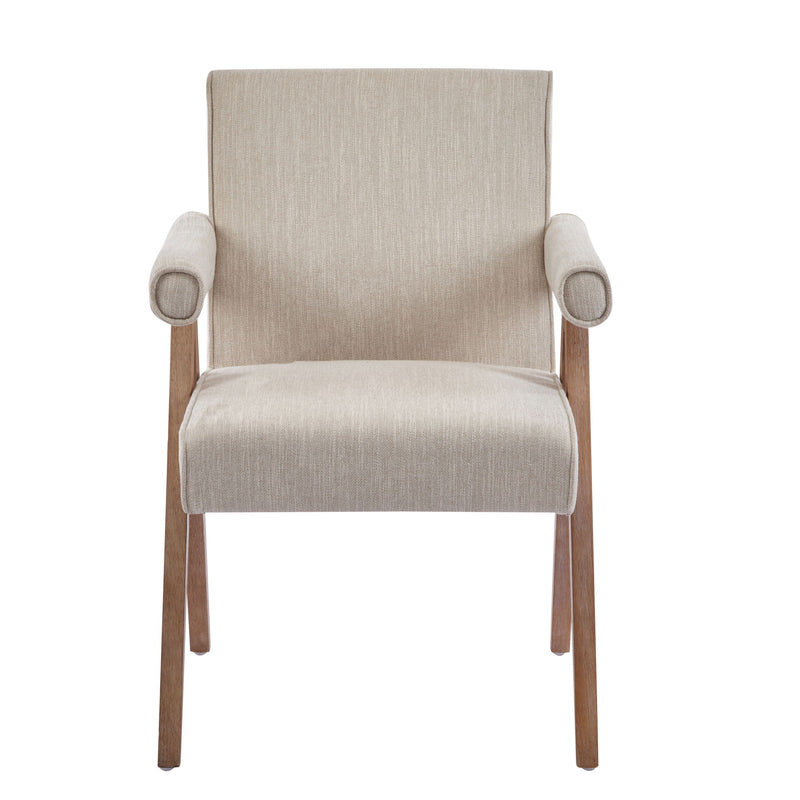 Contemporary Poppy Fabric Dining Armchair With Rubberwood Legs - R&R Furniture Gallery (Fountain Valley, CA)