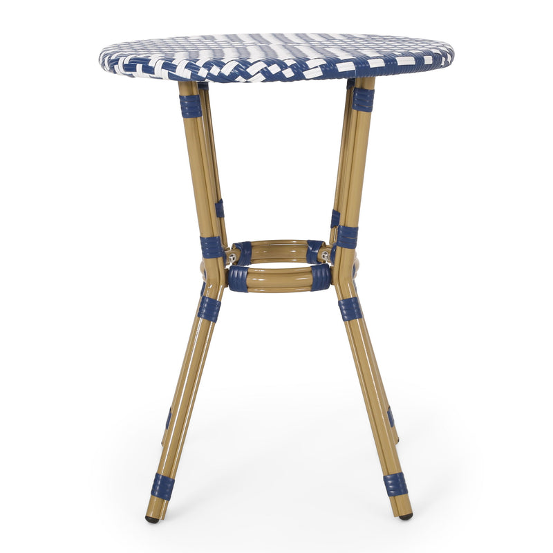 French Bistro Table Outdoor Elegance - White / Blue - R&R Furniture Gallery (Fountain Valley, CA)